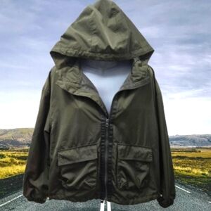 Olive Green Hooded Windbreaker Jacket by Old Navy s